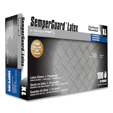Semperguard SemperGuard, Disposable Gloves, 4 mil Palm, Latex, Powdered, XL, 1000 PK, Cream INDPS105